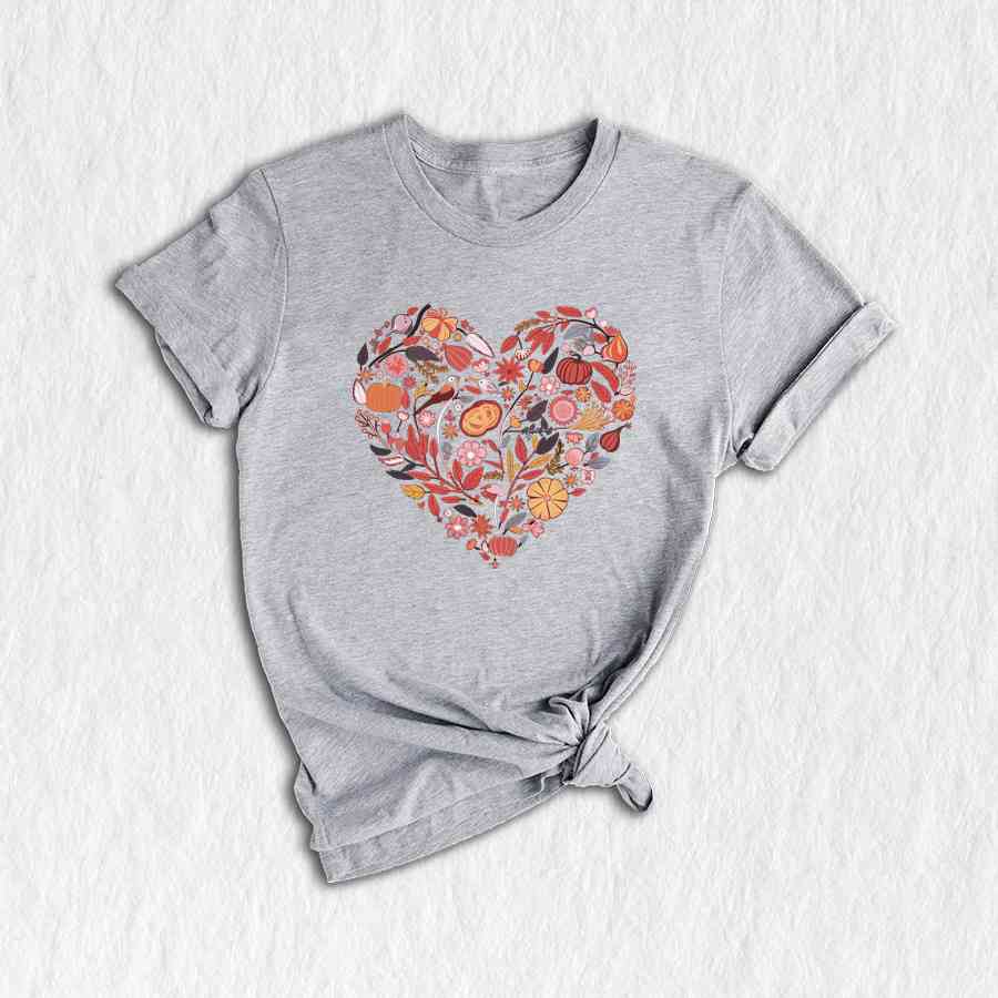 Fall Heart Shirt, Fall Season Shirt, Fall Shirt, Pumpkin Heart Shirt, Thanksgiving Shirt, Pumpkin Patch Shirt, Fall Leaves Tee