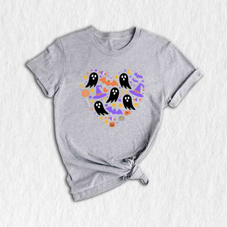 Creepy ghost in heart Shirt, Ghost Shirt, Spooky season Shirt, Halloween Shirt, Bat Shirt, Love Halloween Shirt, Funny fall Shirt