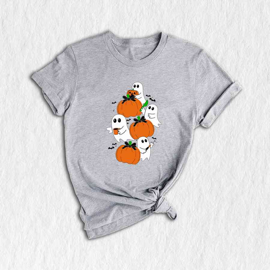 Ghost Pumpkin Shirt, Vintage Pumpkin Halloween Shirt, Flower Halloween Shirt, Cute Ghost Shirt, Retro Fall Shirt, Vintage Ghost Shirt