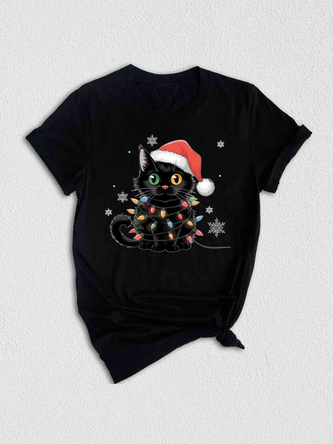 Black Cat Christmas Shirt, Funny Christmas Shirts, Black cat Shirt, Christmas Lights Holiday Shirt, Family Christmas Tee, Cat Lover Shirt