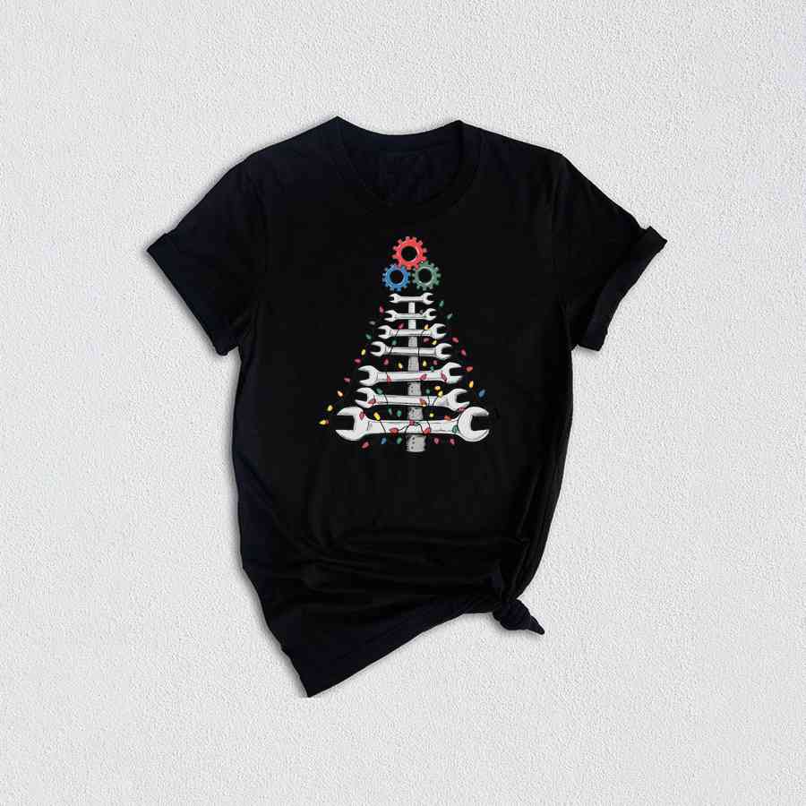 Wrench Christmas Tree Shirt, Mechanic Christmas Shirt, Cool Christmas Gift For Dad, Husband Christmas Gift From Wife, Mechanic Xmas Gift