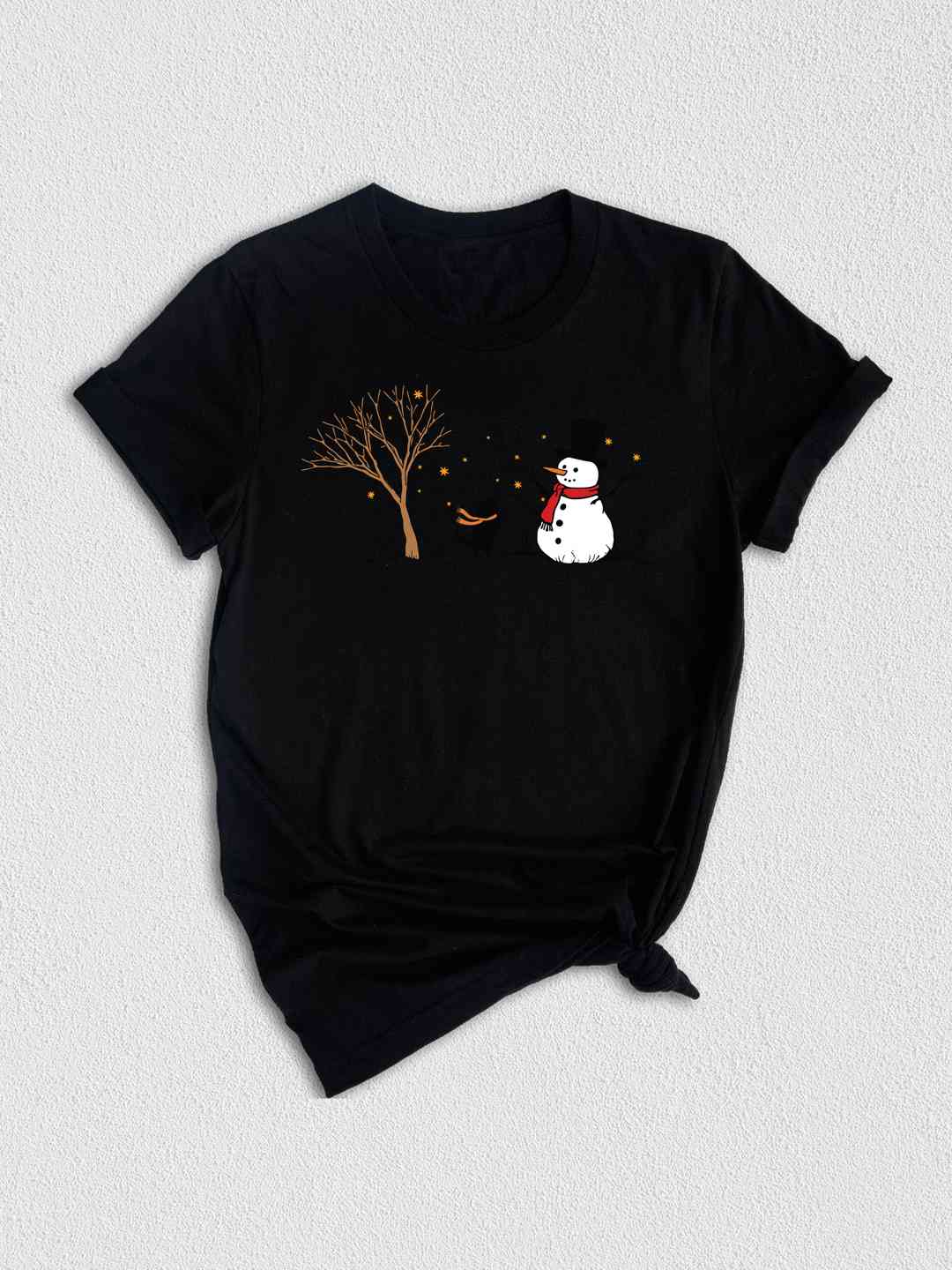 Christmas Snowman & Cat T-Shirt, Christmas Tree Shirt, Cute Snowman Tee, Cat Lover Christmas Gifts, Holiday Season Shirts