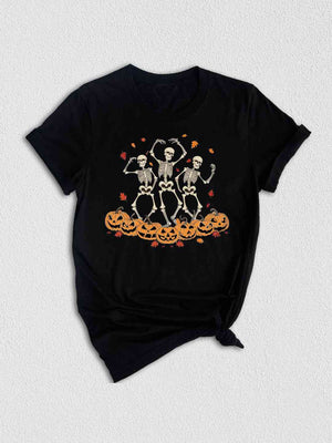 Dancing Skeleton Shirt, Pumpkin Shirt, Pumpkin Skeleton Shirt, Fall Shirt, Halloween Party Shirt, Spooky Season, Womens Fall