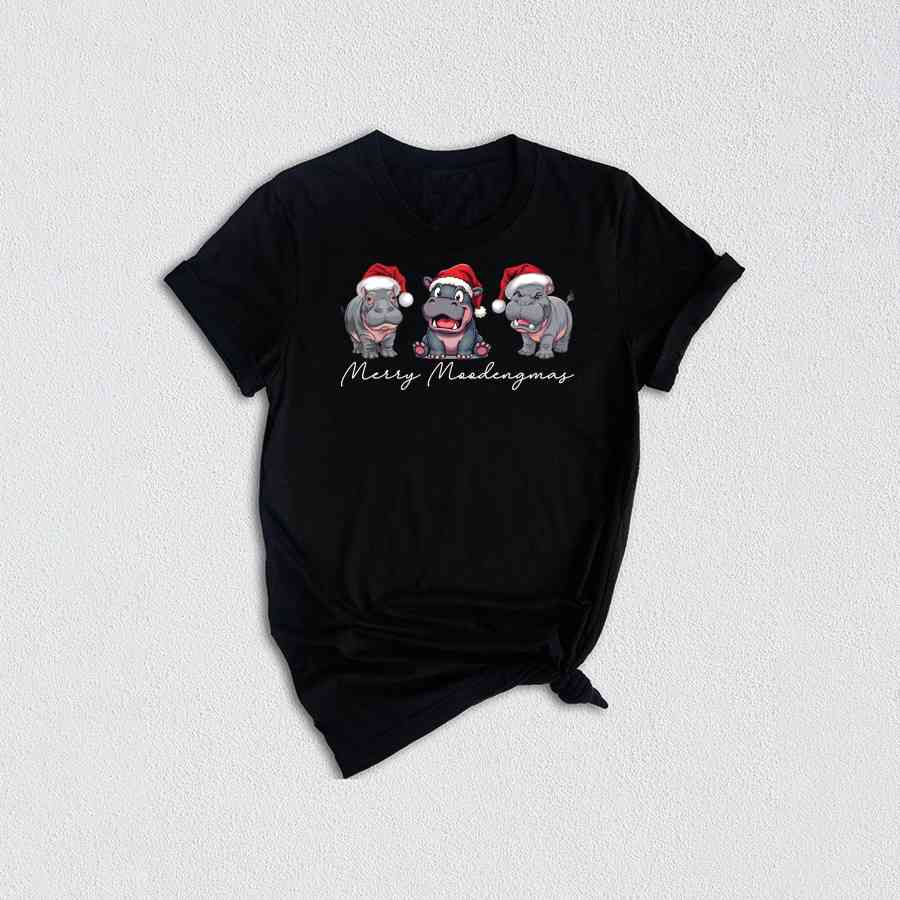 Merry Moodengmas Shirt, Moo Deng Christmas Shirt, Cute Moo Deng Hippo Shirt, Ugly Christmas Shirt, Bouncy Pig Xmas Shirt, Animal Lovers Gift