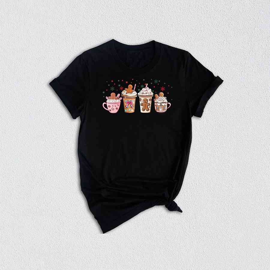 Gingerbread Christmas Coffee Shirt, Christmas Coffee Shirt, Holiday Shirt, Xmas Shirt, Coffee Lover Shirt, Latte Drink Shirt, Cozy Shirt