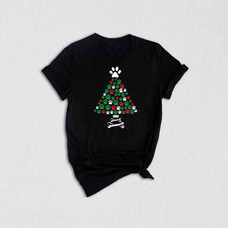 Dog Christmas Tree Shirt, Paw Tree Shirt, Paw Shirt, Dog Lover Shirt, Christmas Dog Shirt, Dog Lover Holiday Gift