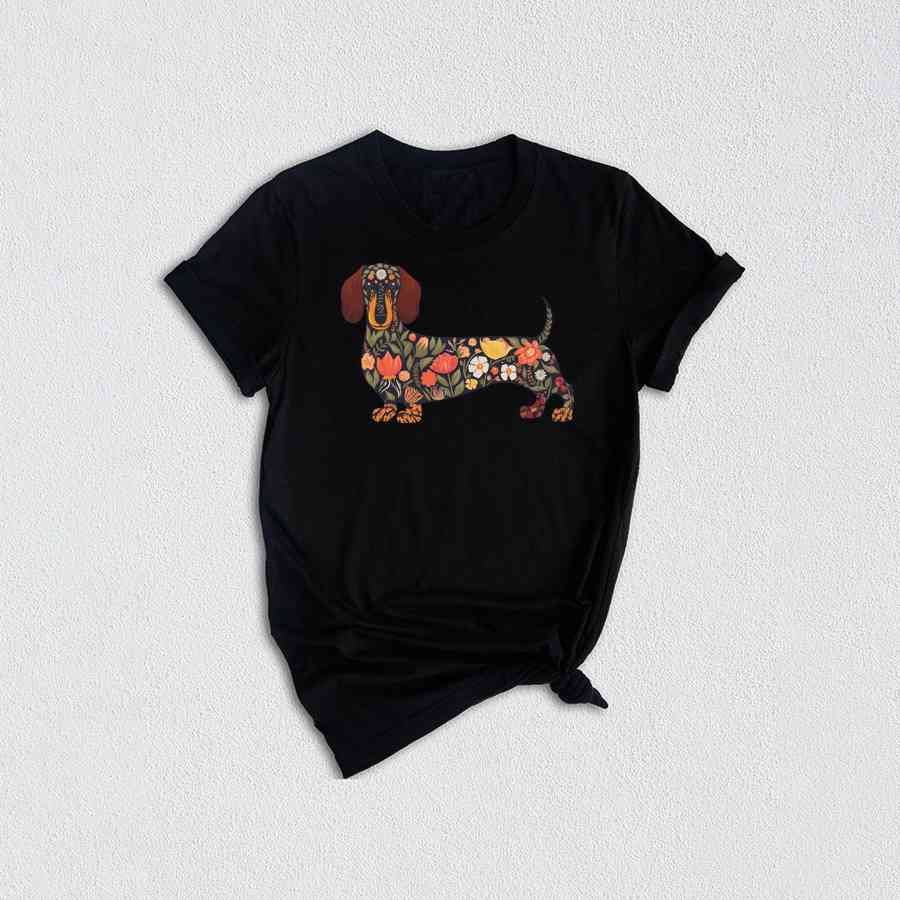 Floral Dachshund Shirt, Cute Dog Shirt, Funny Dog Shirt, Dog Mama Shirt, Dachshund Shirt, Cute Dachshund Shirt, Dachshund Lover Gift