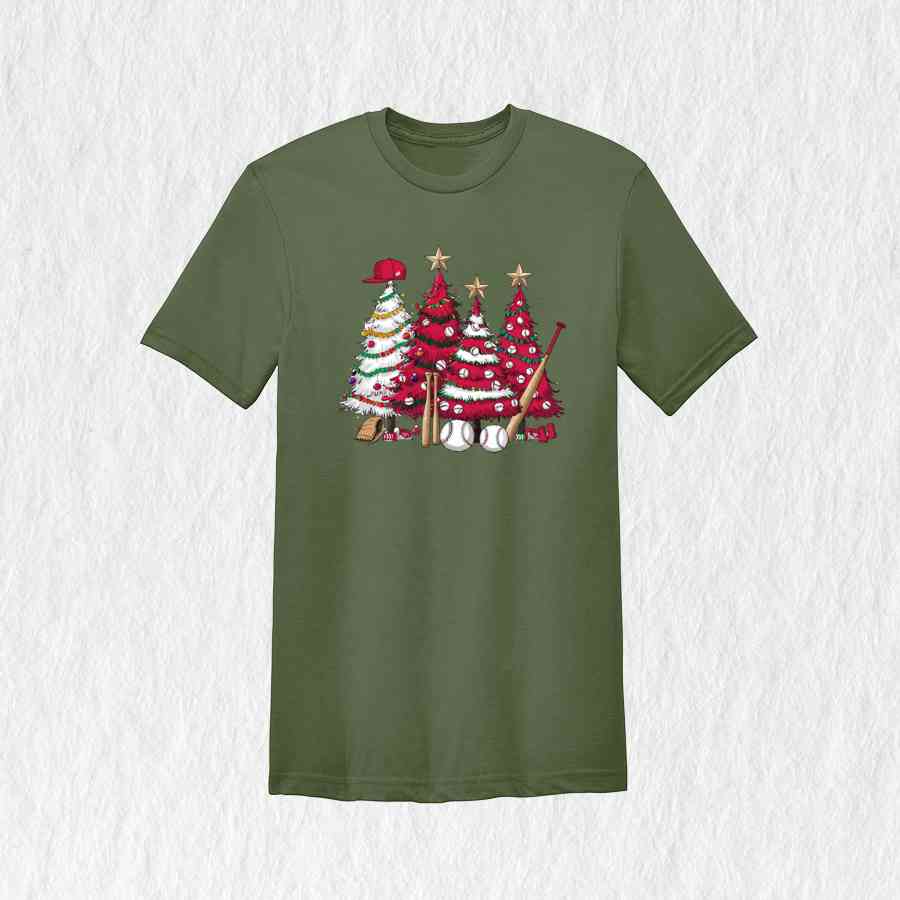 Baseball Xmas Trees Tee, Baseball Lover Gift, Christmas Tree Shirt, Baseball Christmas Trees, Baseball Tree T-shirt, Boy Christmas Shirt