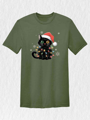 Black Cat Christmas Shirt, Funny Christmas Shirts, Black cat Shirt, Christmas Lights Holiday Shirt, Family Christmas Tee, Cat Lover Shirt