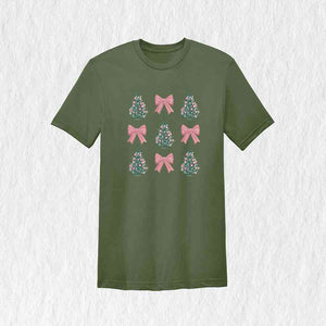 Christmas Tree Shirt, Coquette Bow Christmas Shirt, Pink Christmas Shirt, Christmas Shirt, Girly Christmas Shirt, Coquette Bow Shirt