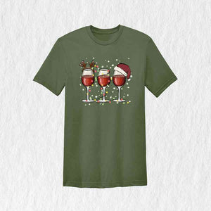 Wine Glasses Santa Hat Christmas Shirt, Santa Christmas Tee, Funny Christmas Shirt, Christmas Gift, Xmas Shirt