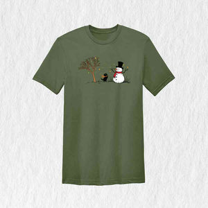 Christmas Snowman & Cat T-Shirt, Christmas Tree Shirt, Cute Snowman Tee, Cat Lover Christmas Gifts, Holiday Season Shirts