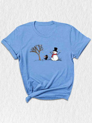 Christmas Snowman & Cat T-Shirt, Christmas Tree Shirt, Cute Snowman Tee, Cat Lover Christmas Gifts, Holiday Season Shirts