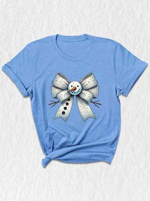 Christmas Coquette Bow Snowman Shirt, Christmas Snowman Shirt, Cute Christmas Shirt, Winter Shirt, Christmas Gift Shirt, Cute Snowman Shirt