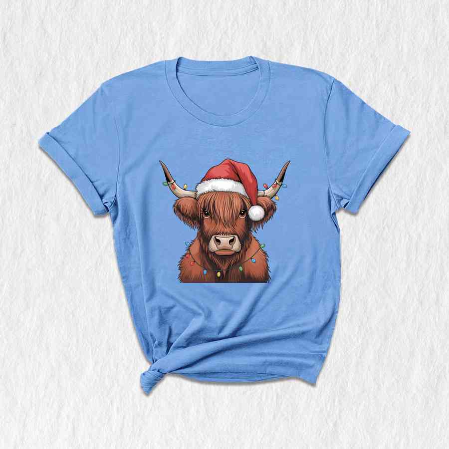 Christmas Cow Shirt, Cow Lights Shirt, Cute Cow Shirt, Cow Lover Shirt, Funny Christmas Shirt, Highland Cow Shirt, Farm Shirt