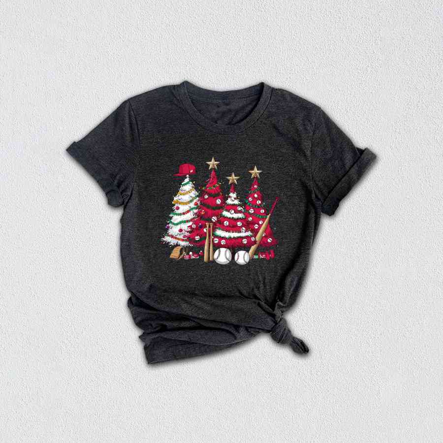 Baseball Xmas Trees Tee, Baseball Lover Gift, Christmas Tree Shirt, Baseball Christmas Trees, Baseball Tree T-shirt, Boy Christmas Shirt