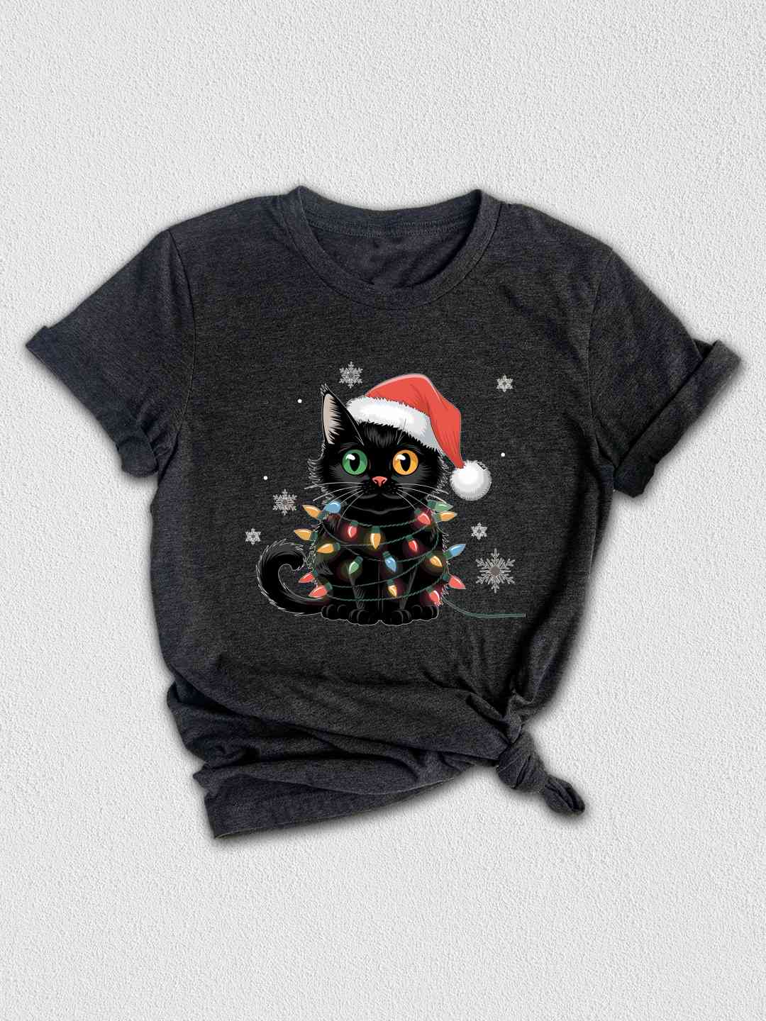 Black Cat Christmas Shirt, Funny Christmas Shirts, Black cat Shirt, Christmas Lights Holiday Shirt, Family Christmas Tee, Cat Lover Shirt