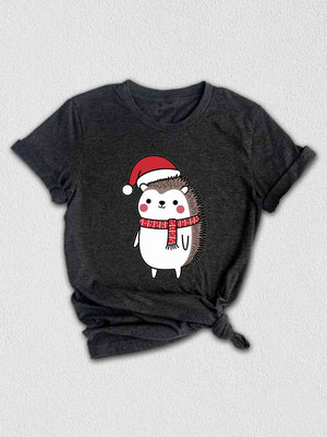 Hedgehog Santa Shirt, Hat Cute Christmas Shirt, Christmas Party Shirt, Christmas Holiday Tee, Cute Winter Shirt, Christmas Vibes Shirt