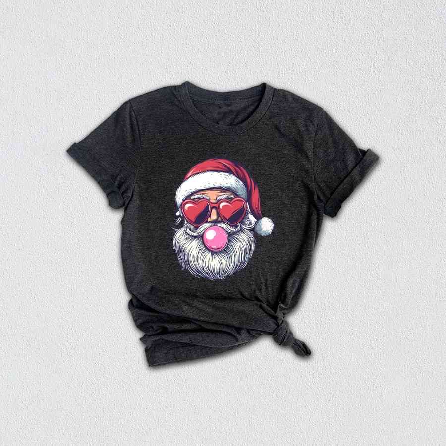 Retro Santa Blowing Bubble Shirt, Santa Claus Shirt, Santa Face Shirt, Funny Christmas Shirt, Cute Christmas Shirt, Holiday Season Shirt