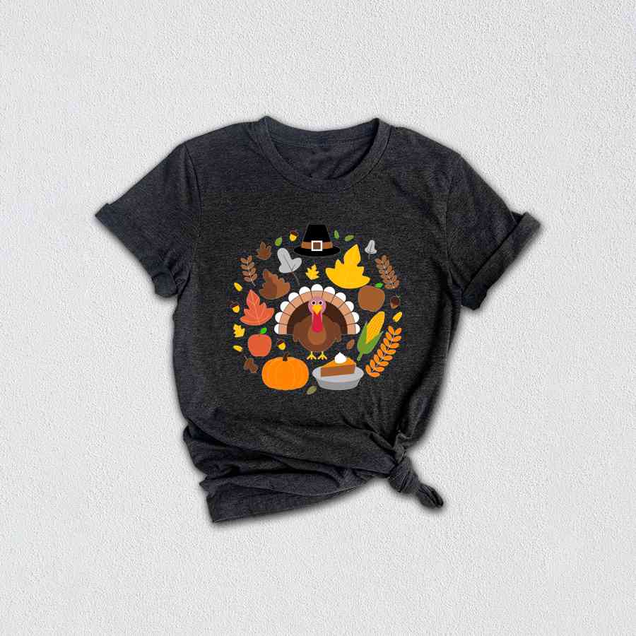 Thanksgiving Doodles Shirt, Pumpkin Leaves Shirt, Turkey Day Shirt, Thanksgiving Shirt, Peace Sign Shirt, Turkey Shirt, Funny Fall Shirt