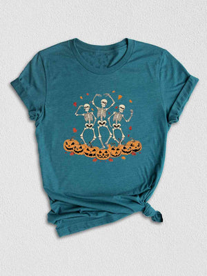 Dancing Skeleton Shirt, Pumpkin Shirt, Pumpkin Skeleton Shirt, Fall Shirt, Halloween Party Shirt, Spooky Season, Womens Fall