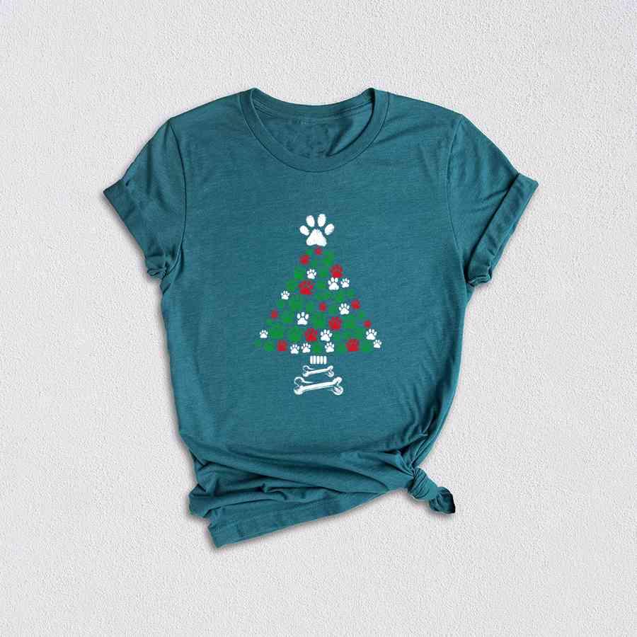 Dog Christmas Tree Shirt, Paw Tree Shirt, Paw Shirt, Dog Lover Shirt, Christmas Dog Shirt, Dog Lover Holiday Gift