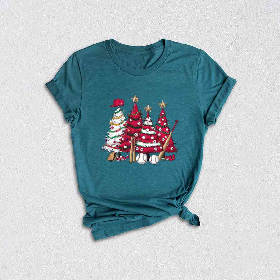 Baseball Xmas Trees Tee, Baseball Lover Gift, Christmas Tree Shirt, Baseball Christmas Trees, Baseball Tree T-shirt, Boy Christmas Shirt