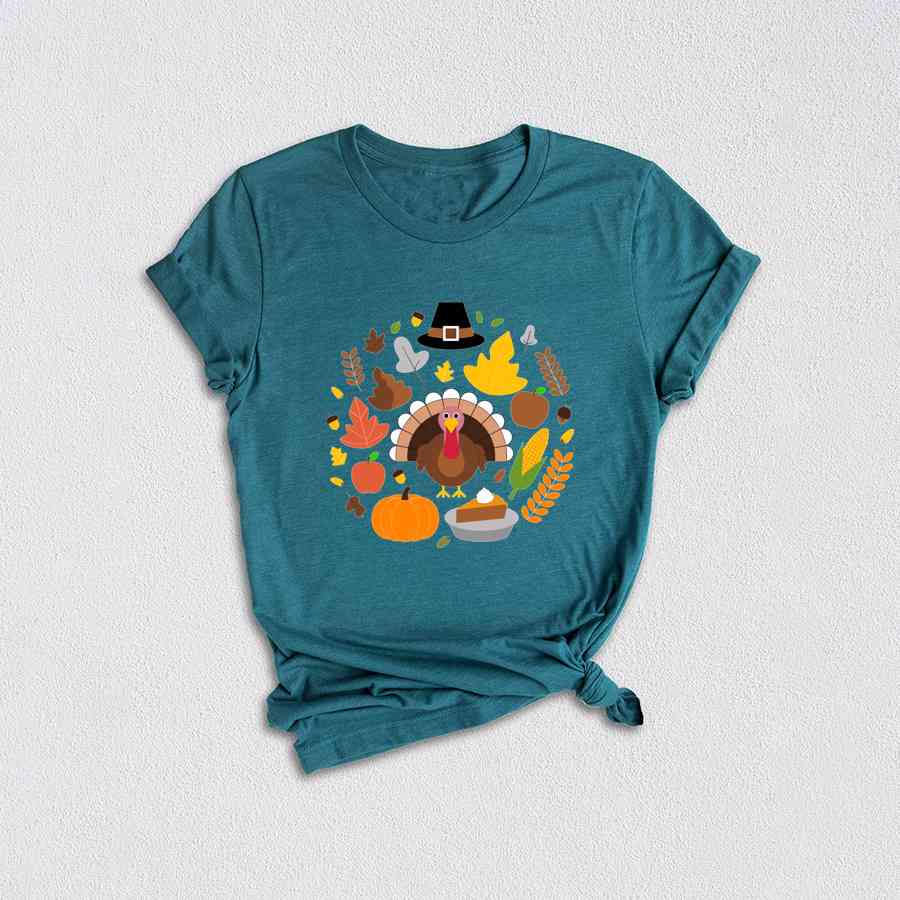 Thanksgiving Doodles Shirt, Pumpkin Leaves Shirt, Turkey Day Shirt, Thanksgiving Shirt, Peace Sign Shirt, Turkey Shirt, Funny Fall Shirt