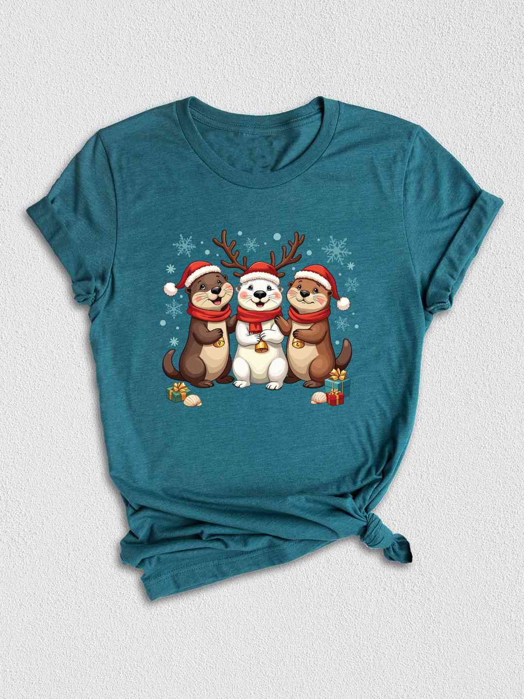 Christmas Otters Shirt, Christmas Shirt, Otter Lover Shirt, Christmas Animal Shirt, Sea Animal Shirt, Christmas Lights Shirt, Holiday Shirt