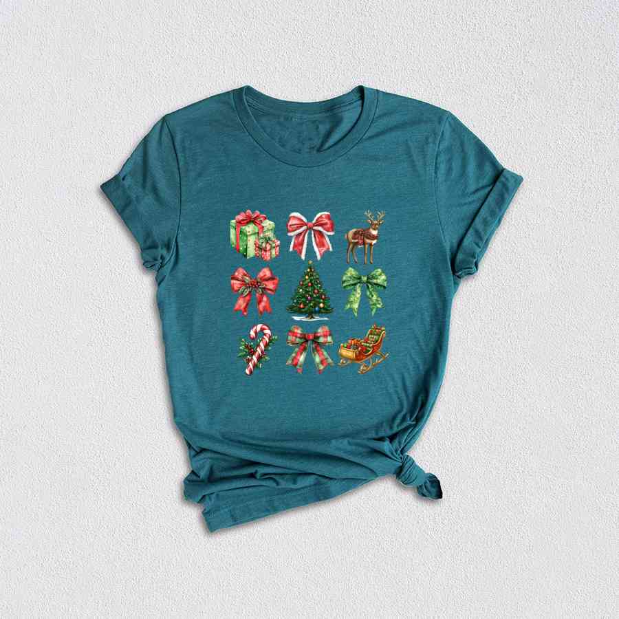 Christmas Coquette Bow Shirt, Christmas Tree Shirt, Candy Cane Shirt, Cute Christmas Shirt, Christmas Gift, Santa Shirt, Xmas Shirt