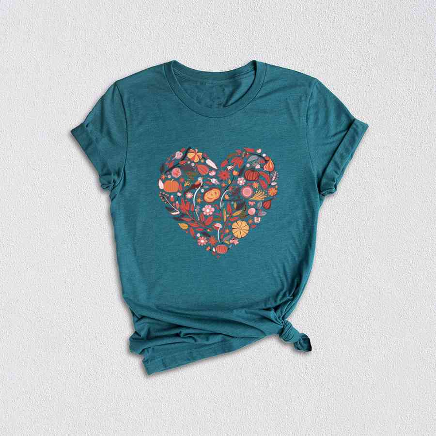 Fall Heart Shirt, Fall Season Shirt, Fall Shirt, Pumpkin Heart Shirt, Thanksgiving Shirt, Pumpkin Patch Shirt, Fall Leaves Tee