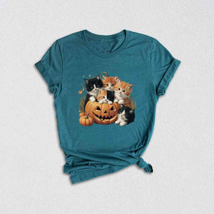 Vintage 90s Cat Halloween Shirt, Retro Halloween Shirt, Spooky Season Tee, Pumpkin Shirt, Halloween Shirt, Vintage Halloween Shirt