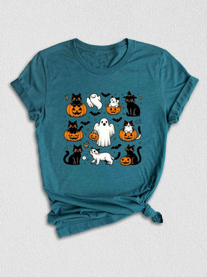 Halloween Ghost Cats Shirt, Cute Cat Shirt, Womens Halloween Shirt, Cute Fall Shirt, Spooky Season Shirt, Gift For Halloween