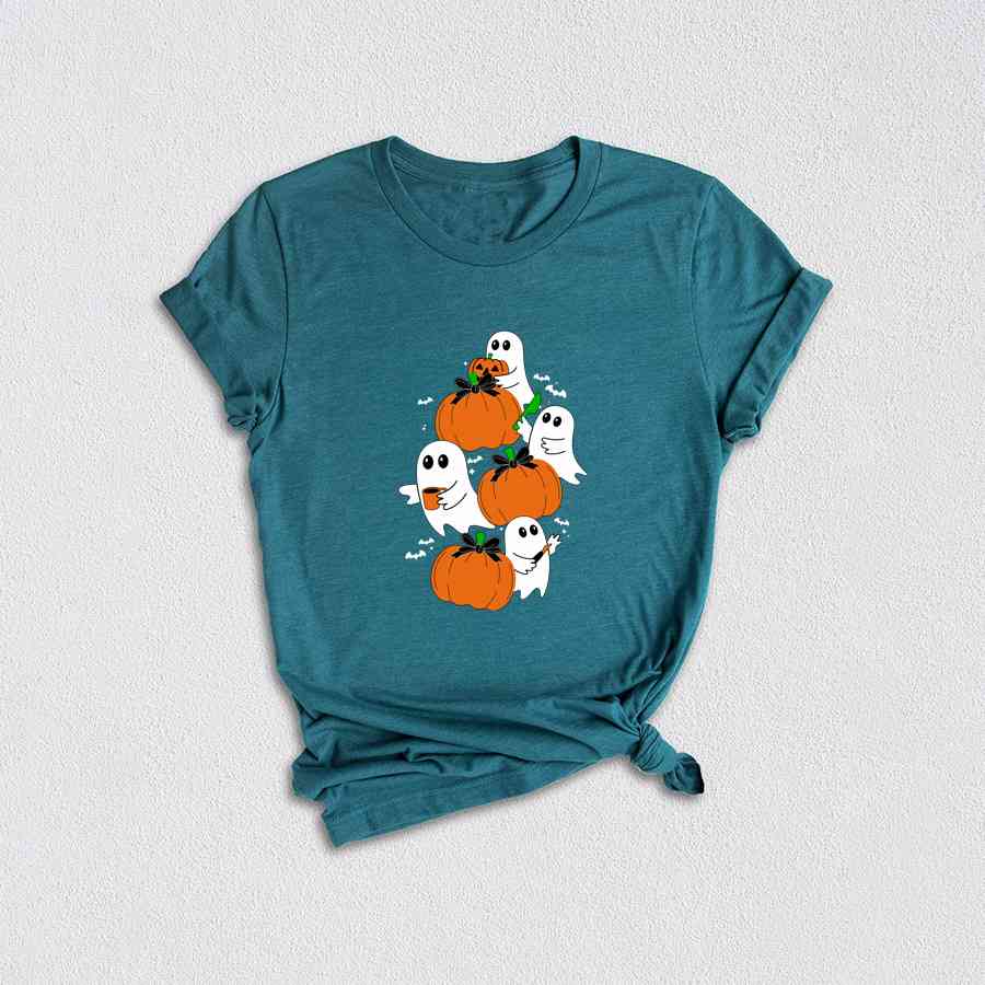 Ghost Pumpkin Shirt, Vintage Pumpkin Halloween Shirt, Flower Halloween Shirt, Cute Ghost Shirt, Retro Fall Shirt, Vintage Ghost Shirt