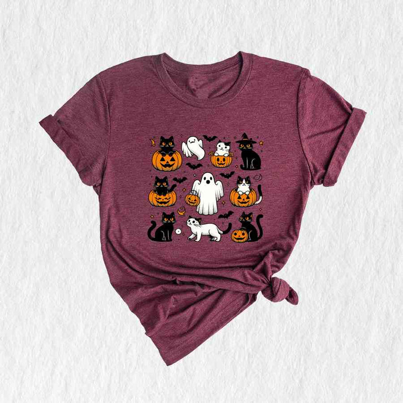 Halloween Ghost Cats Shirt, Cute Cat Shirt, Womens Halloween Shirt, Cute Fall Shirt, Spooky Season Shirt, Gift For Halloween