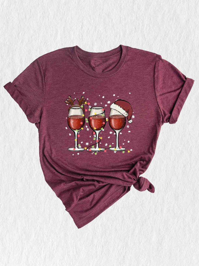 Wine Glasses Santa Hat Christmas Shirt, Santa Christmas Tee, Funny Christmas Shirt, Christmas Gift, Xmas Shirt