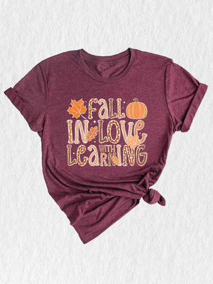 Fall In Love With Learning Shirt, Fall Shirt, Pumpkin Shirt, Autumn Leaves Shirt, School Fall Shirt, Thanksgiving Shirt, Fall Pumpkin Shirt