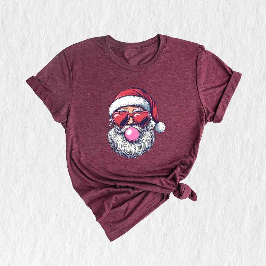 Retro Santa Blowing Bubble Shirt, Santa Claus Shirt, Santa Face Shirt, Funny Christmas Shirt, Cute Christmas Shirt, Holiday Season Shirt