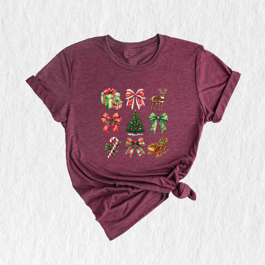 Christmas Coquette Bow Shirt, Christmas Tree Shirt, Candy Cane Shirt, Cute Christmas Shirt, Christmas Gift, Santa Shirt, Xmas Shirt