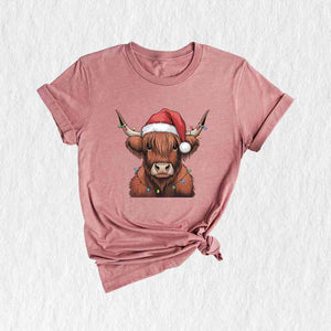 Christmas Cow Shirt, Cow Lights Shirt, Cute Cow Shirt, Cow Lover Shirt, Funny Christmas Shirt, Highland Cow Shirt, Farm Shirt