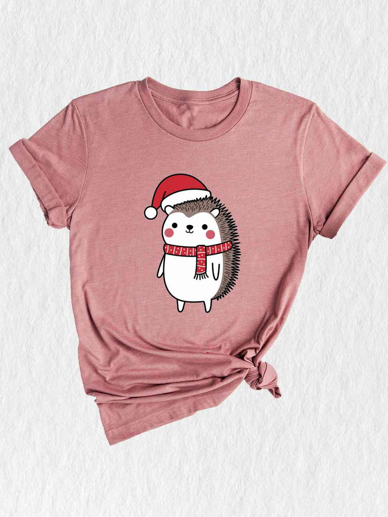 Hedgehog Santa Shirt, Hat Cute Christmas Shirt, Christmas Party Shirt, Christmas Holiday Tee, Cute Winter Shirt, Christmas Vibes Shirt