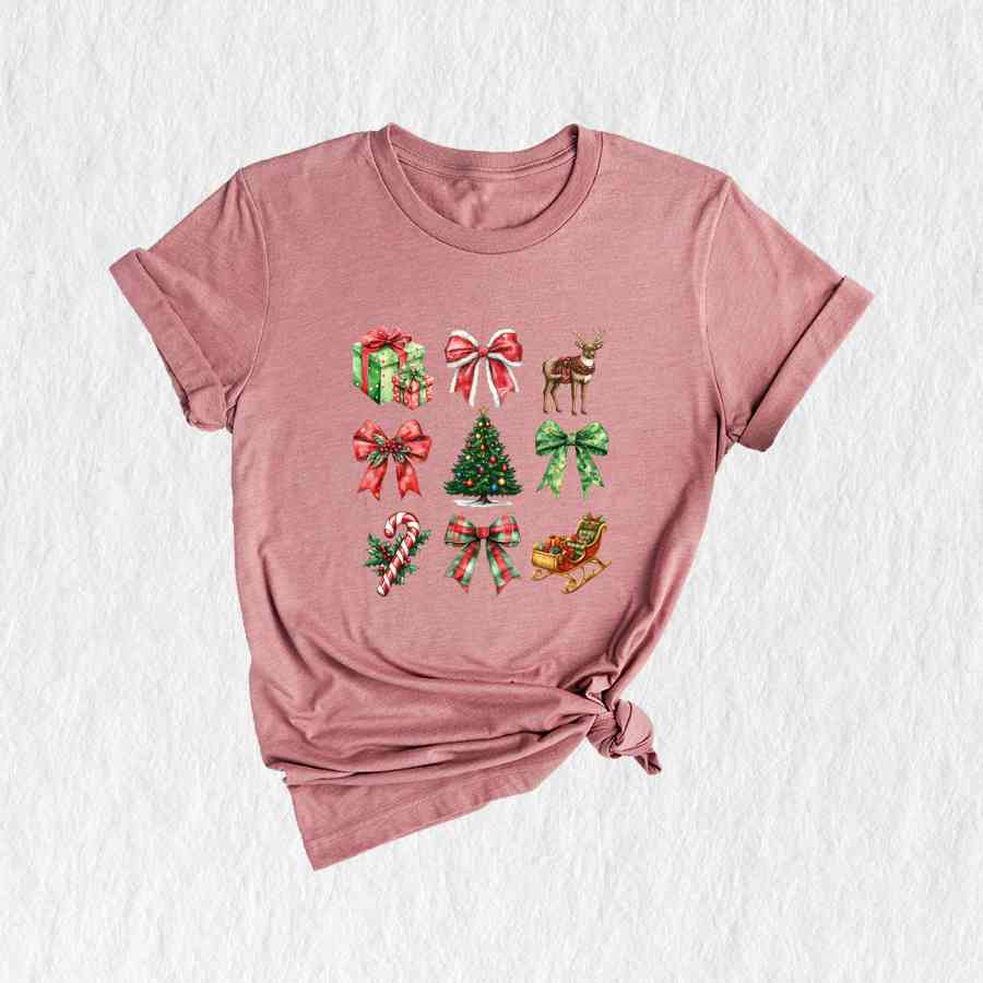 Christmas Coquette Bow Shirt, Christmas Tree Shirt, Candy Cane Shirt, Cute Christmas Shirt, Christmas Gift, Santa Shirt, Xmas Shirt