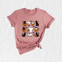 Halloween Ghost Cats Shirt, Cute Cat Shirt, Womens Halloween Shirt, Cute Fall Shirt, Spooky Season Shirt, Gift For Halloween