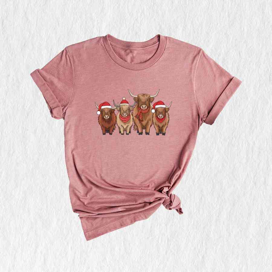 Cows Christmas Shirt, Christmas Highland Cow Shirt, Cute Cows Christmas Shirt, Farm Christmas Shirt, Holiday Shirt, Trendy Holiday Shirt