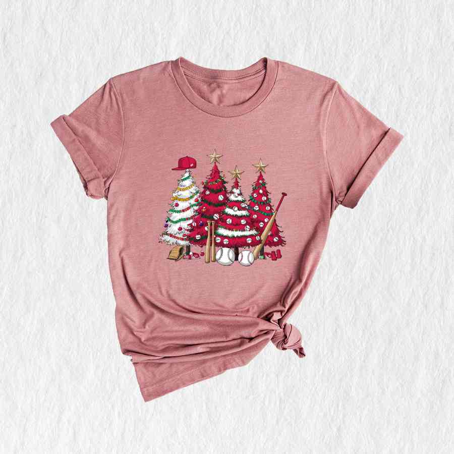 Baseball Xmas Trees Tee, Baseball Lover Gift, Christmas Tree Shirt, Baseball Christmas Trees, Baseball Tree T-shirt, Boy Christmas Shirt