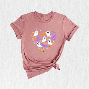 Creepy ghost in heart Shirt, Ghost Shirt, Spooky season Shirt, Halloween Shirt, Bat Shirt, Love Halloween Shirt, Funny fall Shirt