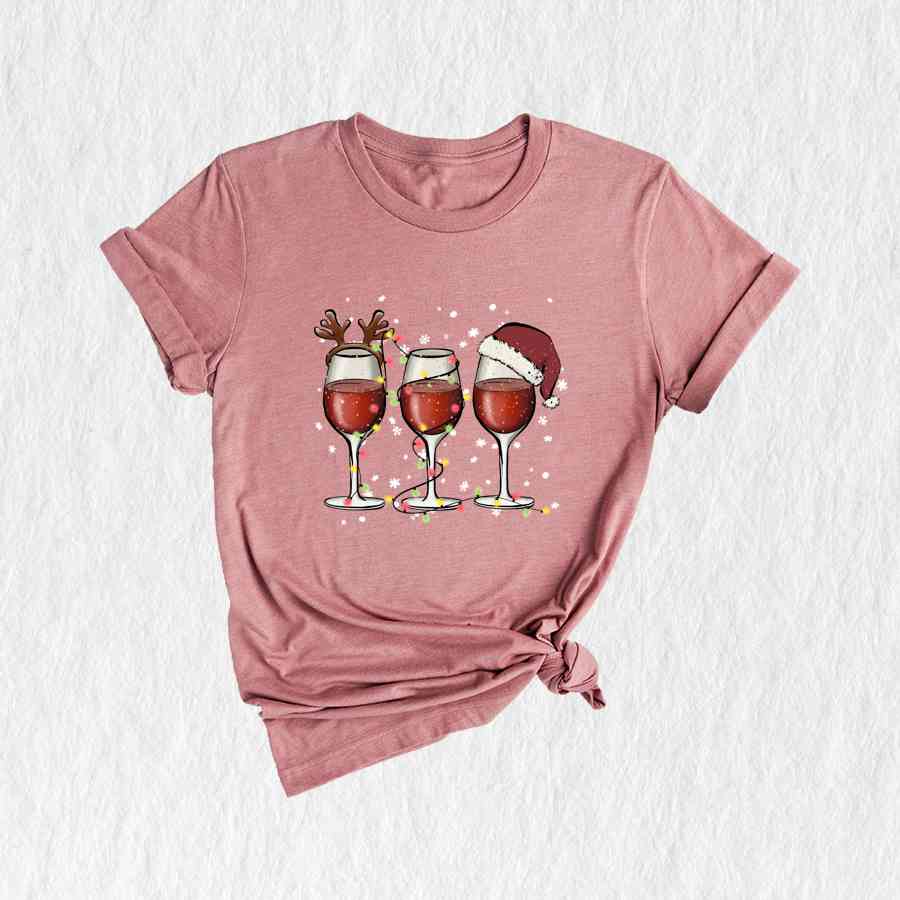 Wine Glasses Santa Hat Christmas Shirt, Santa Christmas Tee, Funny Christmas Shirt, Christmas Gift, Xmas Shirt