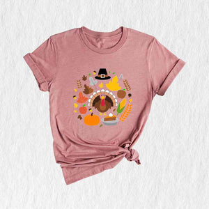 Thanksgiving Doodles Shirt, Pumpkin Leaves Shirt, Turkey Day Shirt, Thanksgiving Shirt, Peace Sign Shirt, Turkey Shirt, Funny Fall Shirt