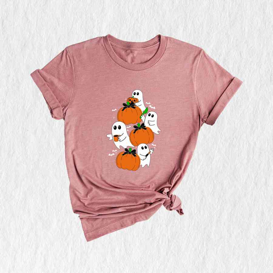 Ghost Pumpkin Shirt, Vintage Pumpkin Halloween Shirt, Flower Halloween Shirt, Cute Ghost Shirt, Retro Fall Shirt, Vintage Ghost Shirt