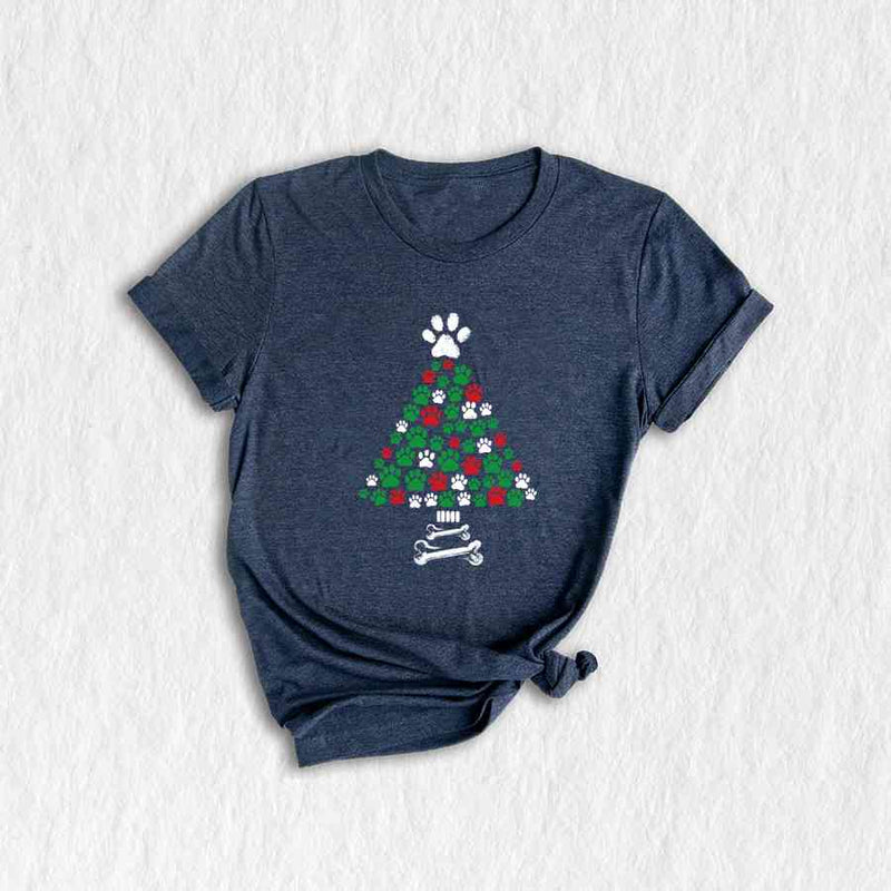 Dog Christmas Tree Shirt, Paw Tree Shirt, Paw Shirt, Dog Lover Shirt, Christmas Dog Shirt, Dog Lover Holiday Gift